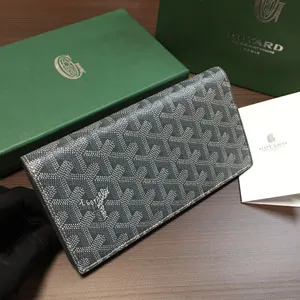 ゴヤール リシュリュー グレー カーフスキンフラップロングウォレット（Goyard035）