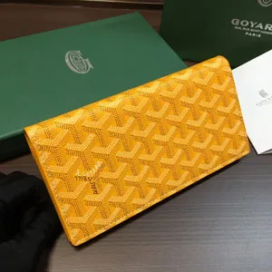 ゴヤール リシュリュー イエロー カーフスキンフラップロングウォレット（Goyard037）