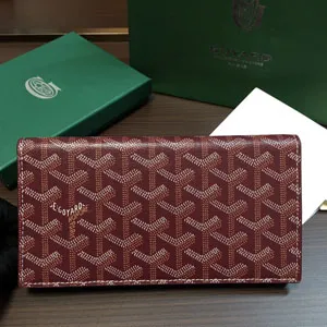 ゴヤール リシュリュー ボルドー カーフスキンフラップロングウォレット（Goyard040）