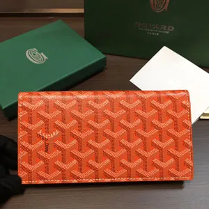 ゴヤール リシュリュー オレンジ カーフスキンフラップロングウォレット（Goyard042）
