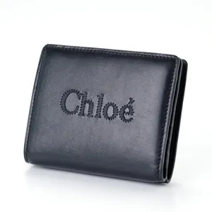 クロエ センス ブラック カーフスキン ミニ 二つ折り財布（CHC23SP867I10）