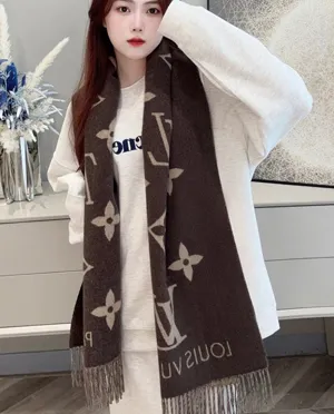 ルイヴィトン「レイキャビク」コーヒーブラウン クラシックカシミヤマフラー 45×190cm（M71041）