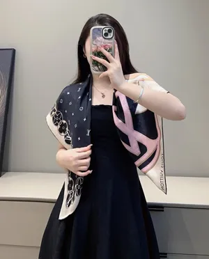 ルイヴィトン「LV デュアリティ 90」ブラック シルクスカーフ 90×90cm（M78408）