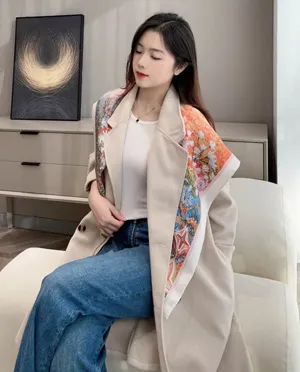 ルイヴィトン「パルファンドゥメディテラネ」ピンク シルクスカーフ 90×90cm（M93378）